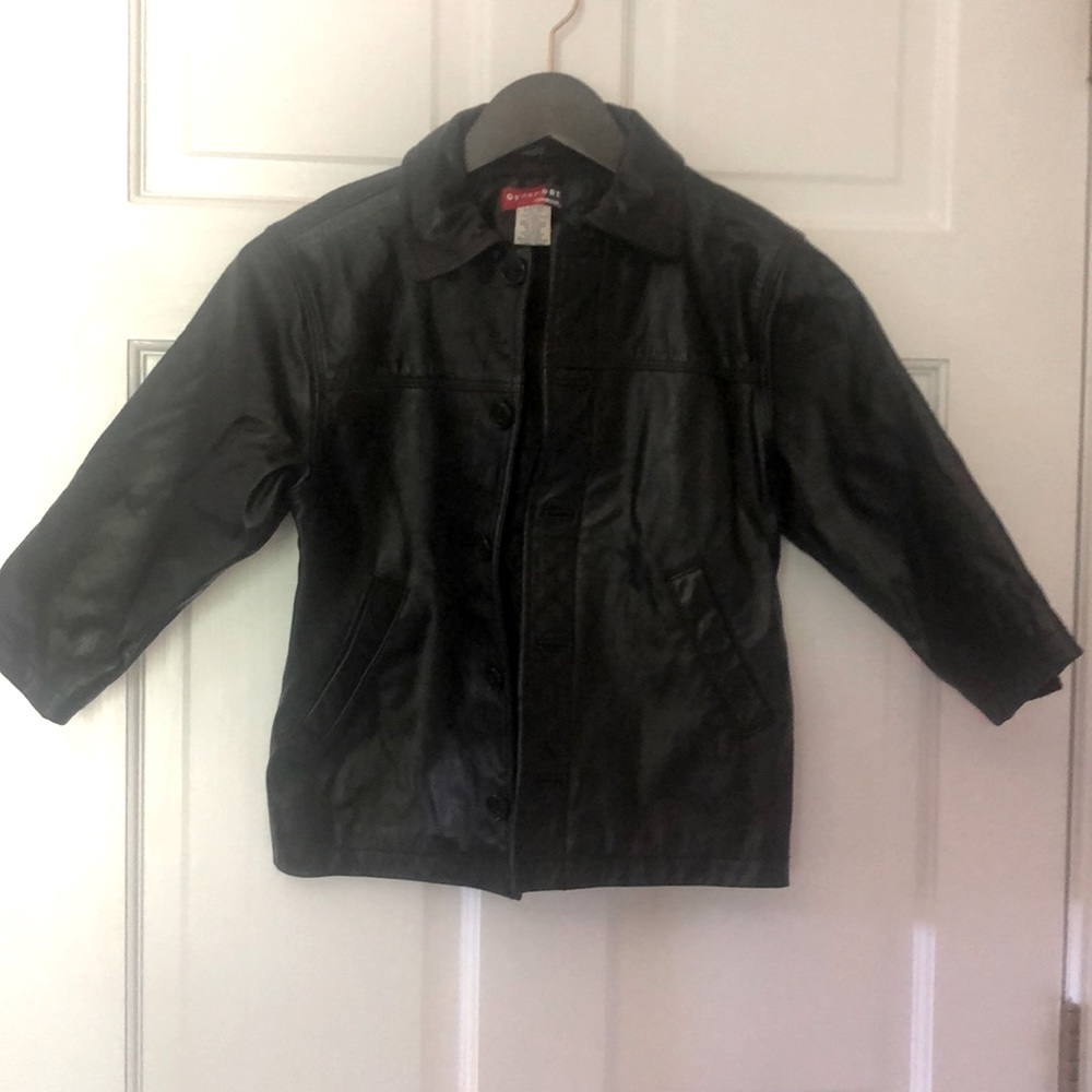 Gymboree Black Leather Coat Sz Large 4/5